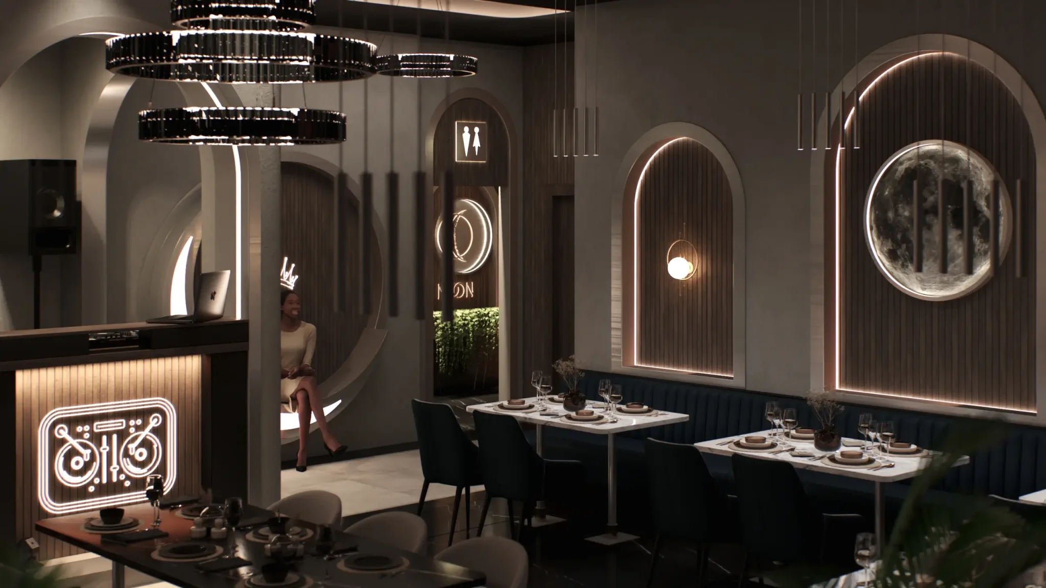 Moon Restoran Tasarım Projesi | Düet Tasarım Mimarlık